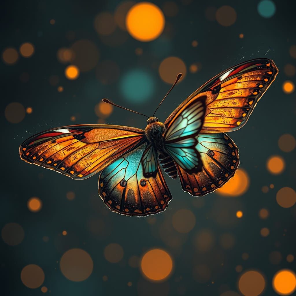 Moonlit Moth and Butterfly Dance in Vibrant Triadic Hues