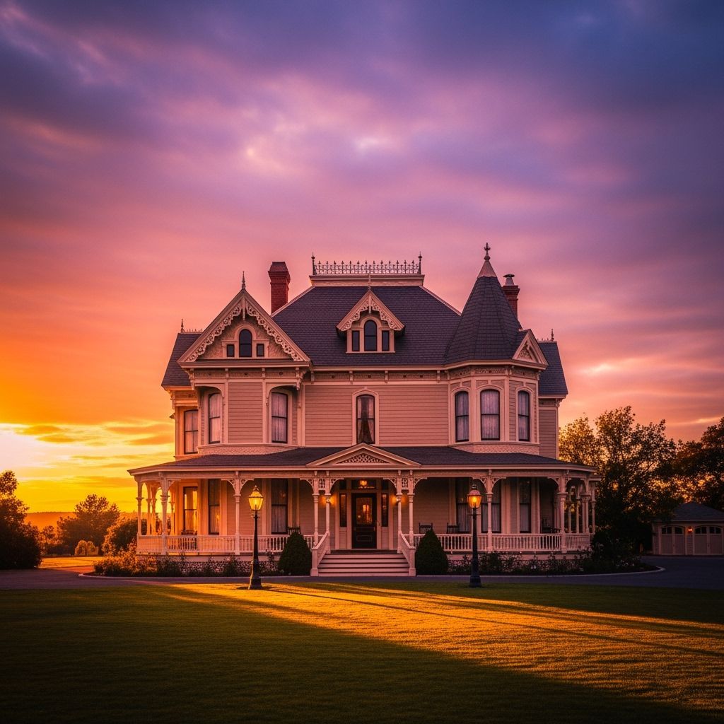 Victorian House at Sunset
