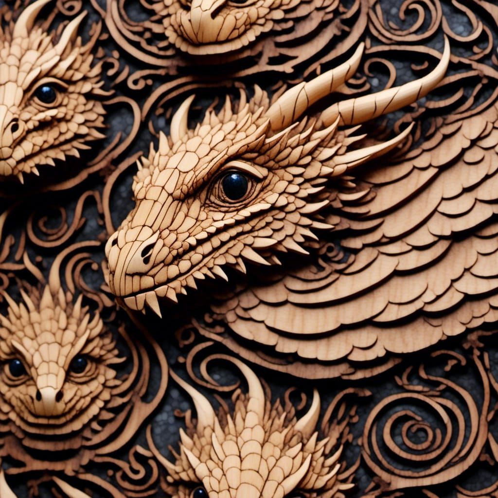 Ornate Wood Dragon Hatchling Microportrait