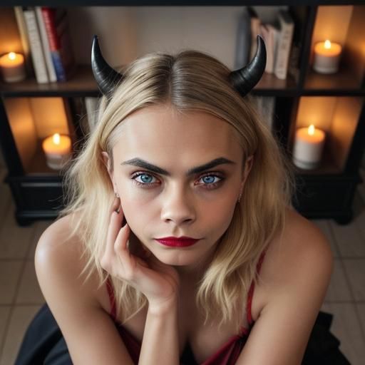Cara Delevingne in Red Neon Circle, Grainy Movie Still