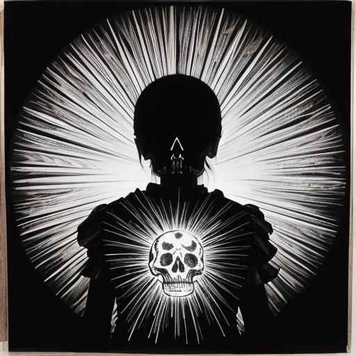 Gothic Woman in Pain: Surreal Crayon Rayograph