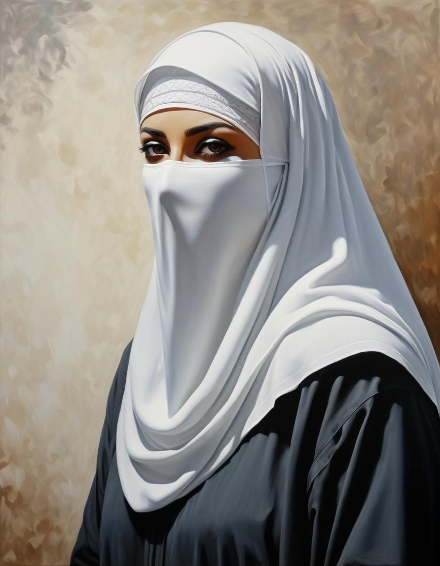 Oil Painting Portrait of a Woman in Niqab