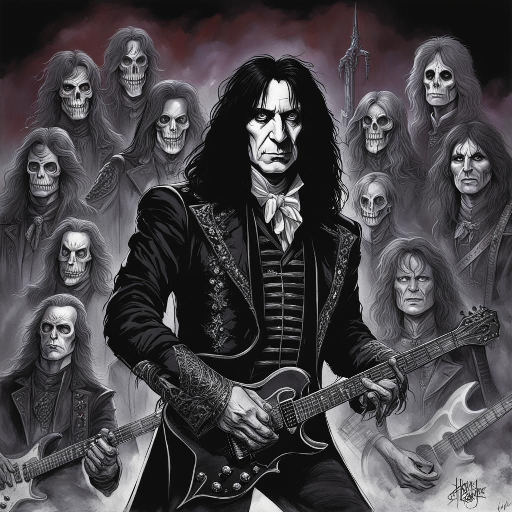 Snape as 80s Glam Metal Star in Horror Art