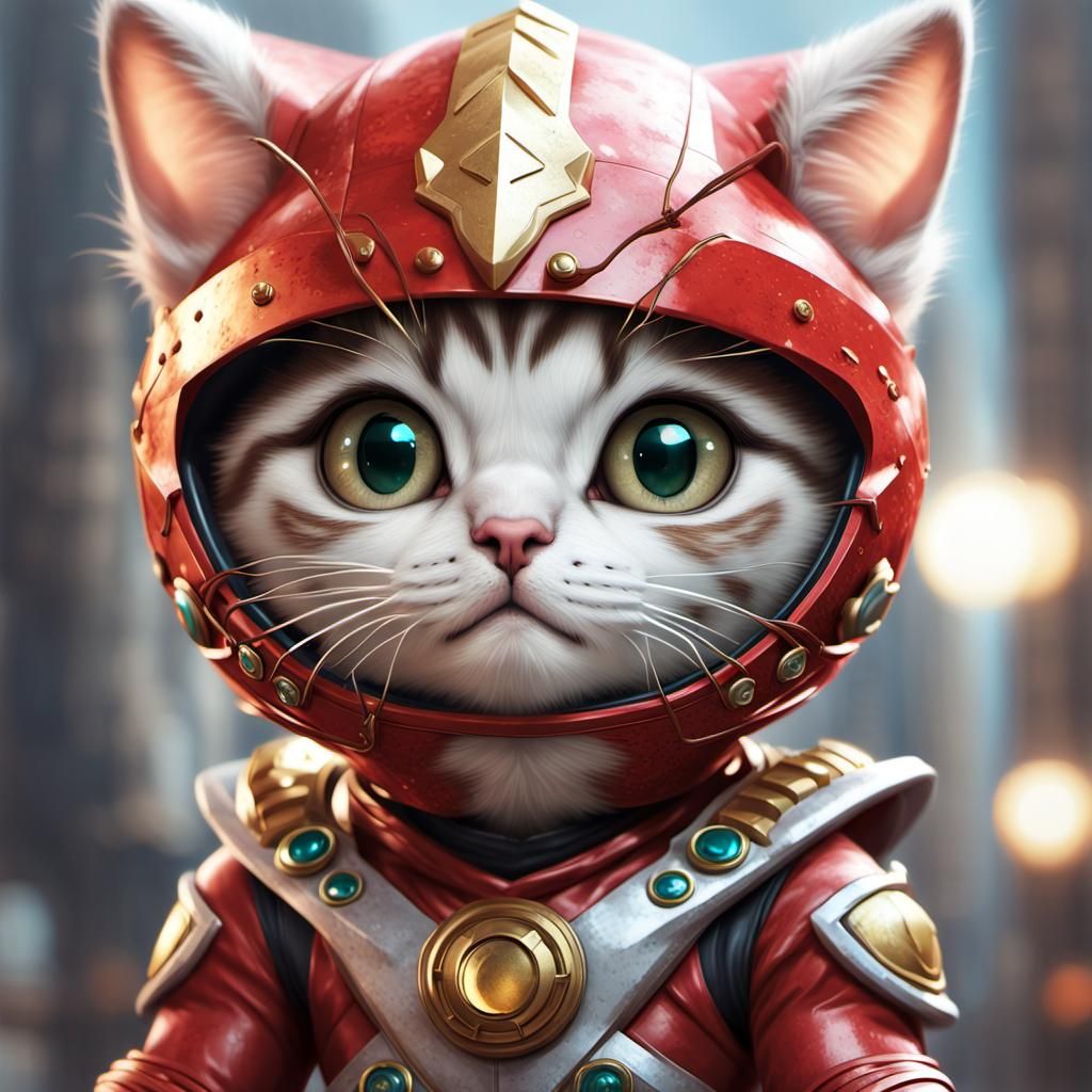 Chibi Cat Power Ranger Portrait in 3D
