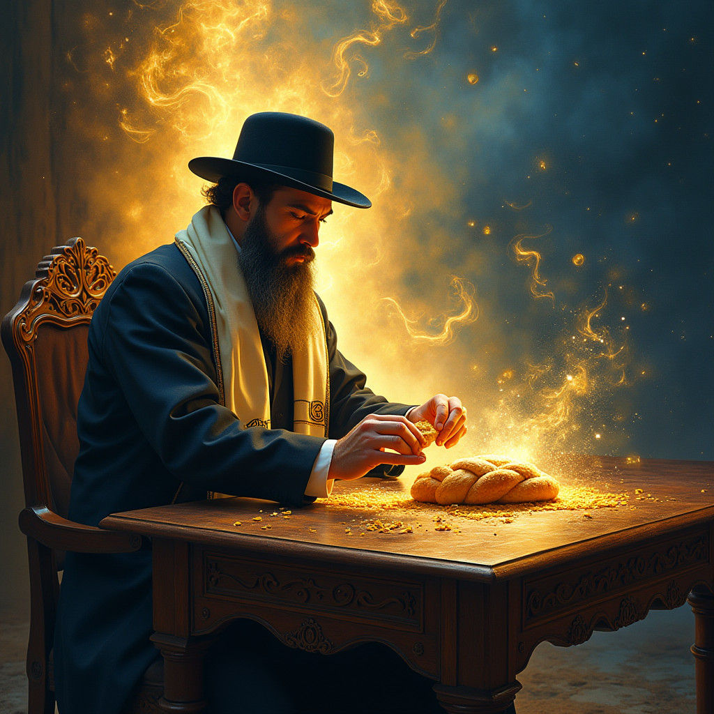 Orthodox Jew Breaks Chalah in Mystical Aura