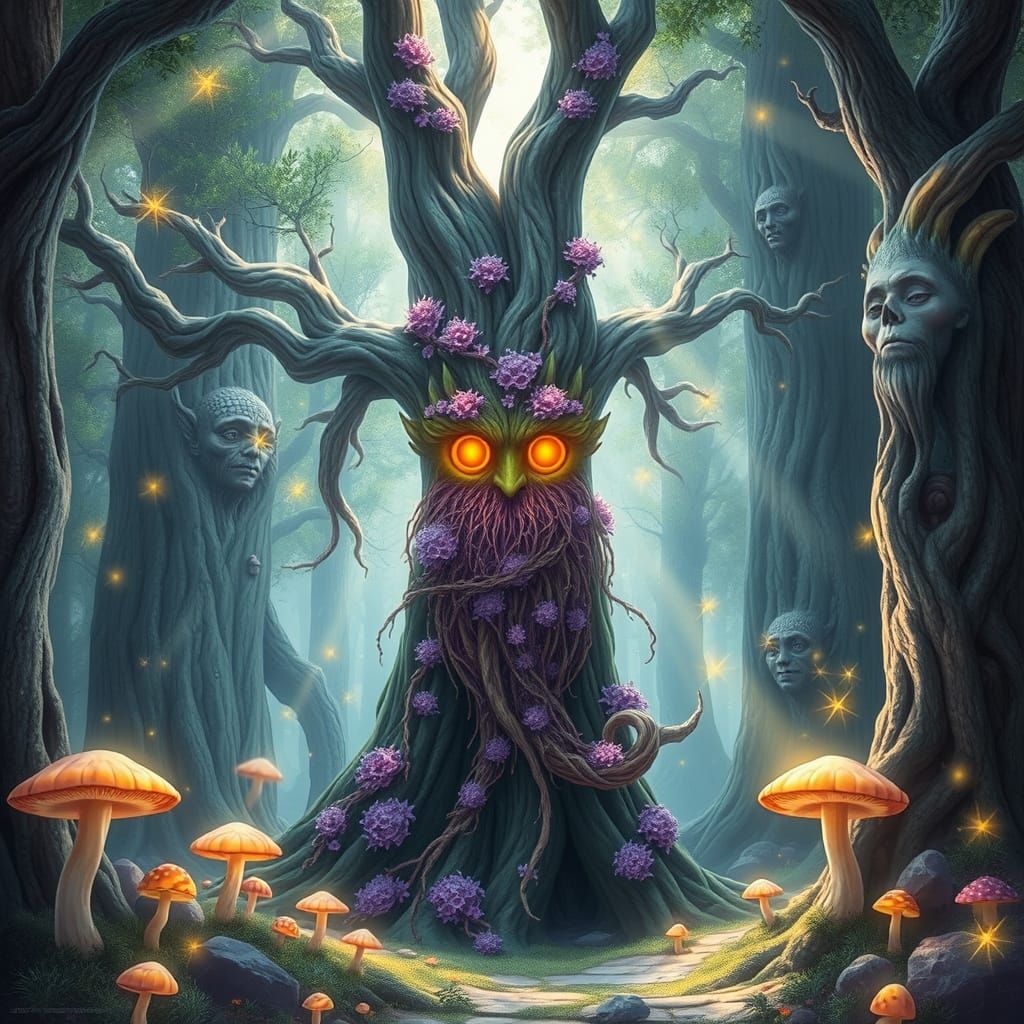Ethereal Treant in Whimsical Forest Wonderland