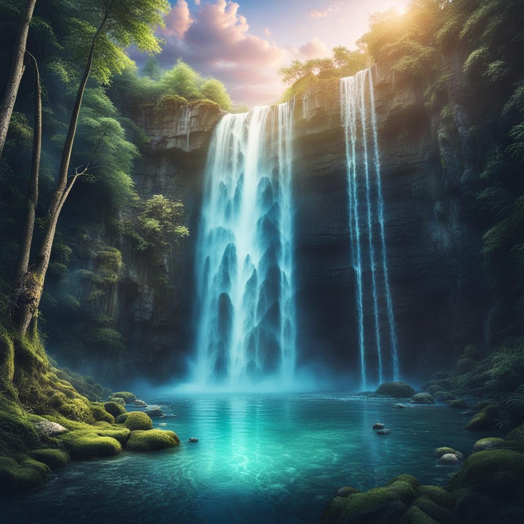 Enchanting Magical Waterfall Creates Epic Scene