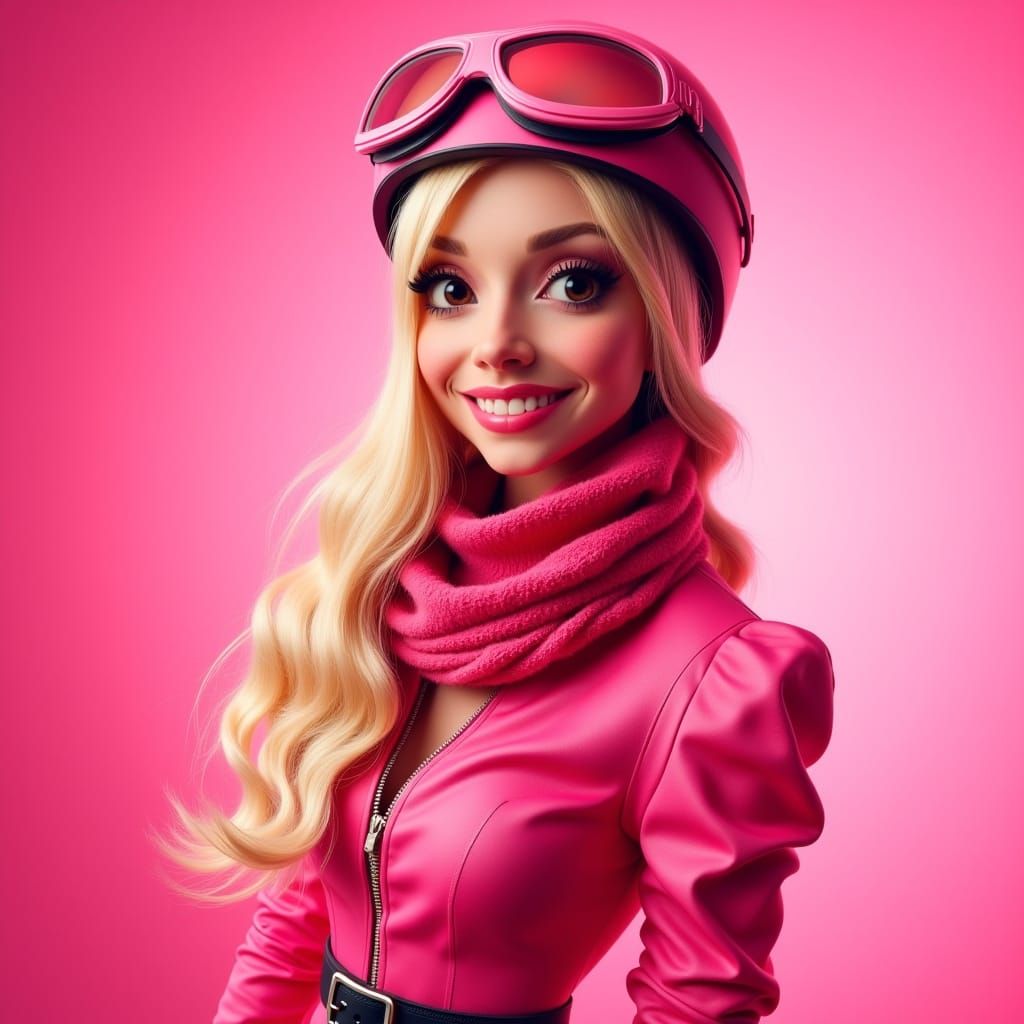 Hyper-Realistic Penelope Pitstop in Vibrant Pink Racing Outf...