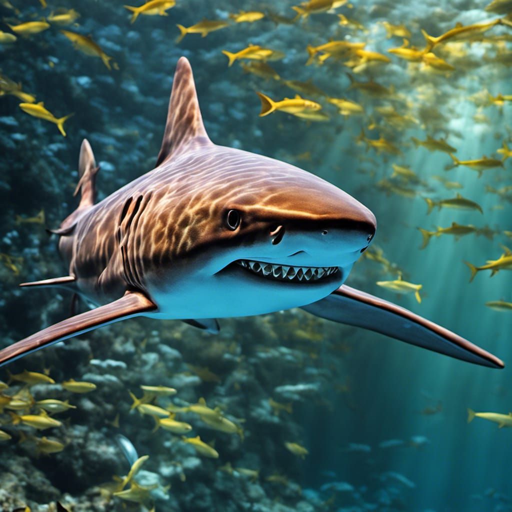 Crystal Clear Glass Shark in Ocean Depths