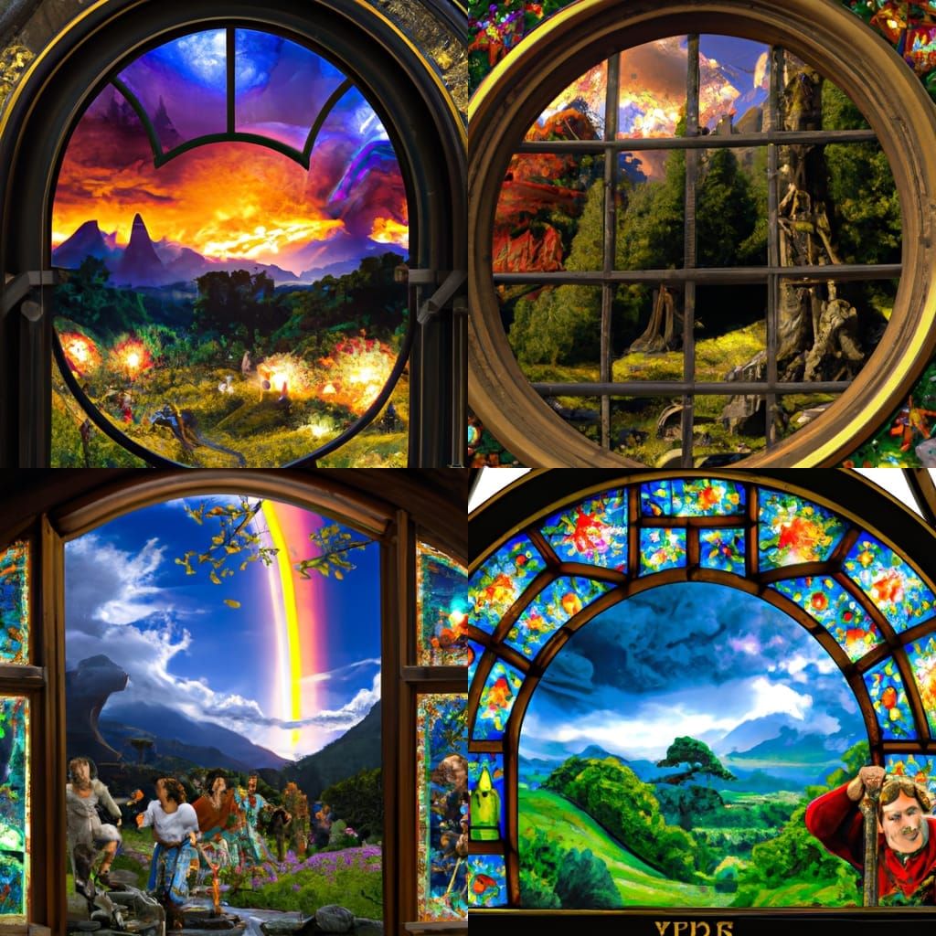 Stained Glass Hobbit Fireworks Display in the Shire