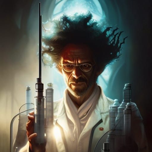 Arcane Mad Scientist Portrait in Hyperdetailed Style