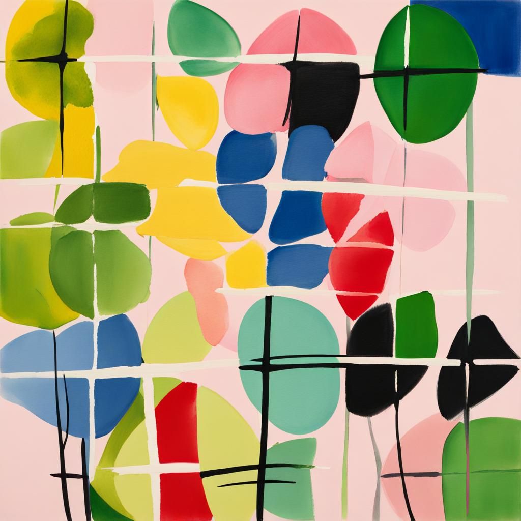 Abstract Flower Petals in Dry Brush Style