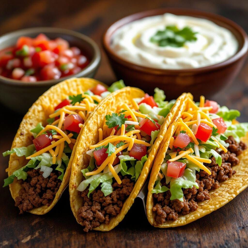 Vibrant Tacos with Salsa in Photorealistic Style