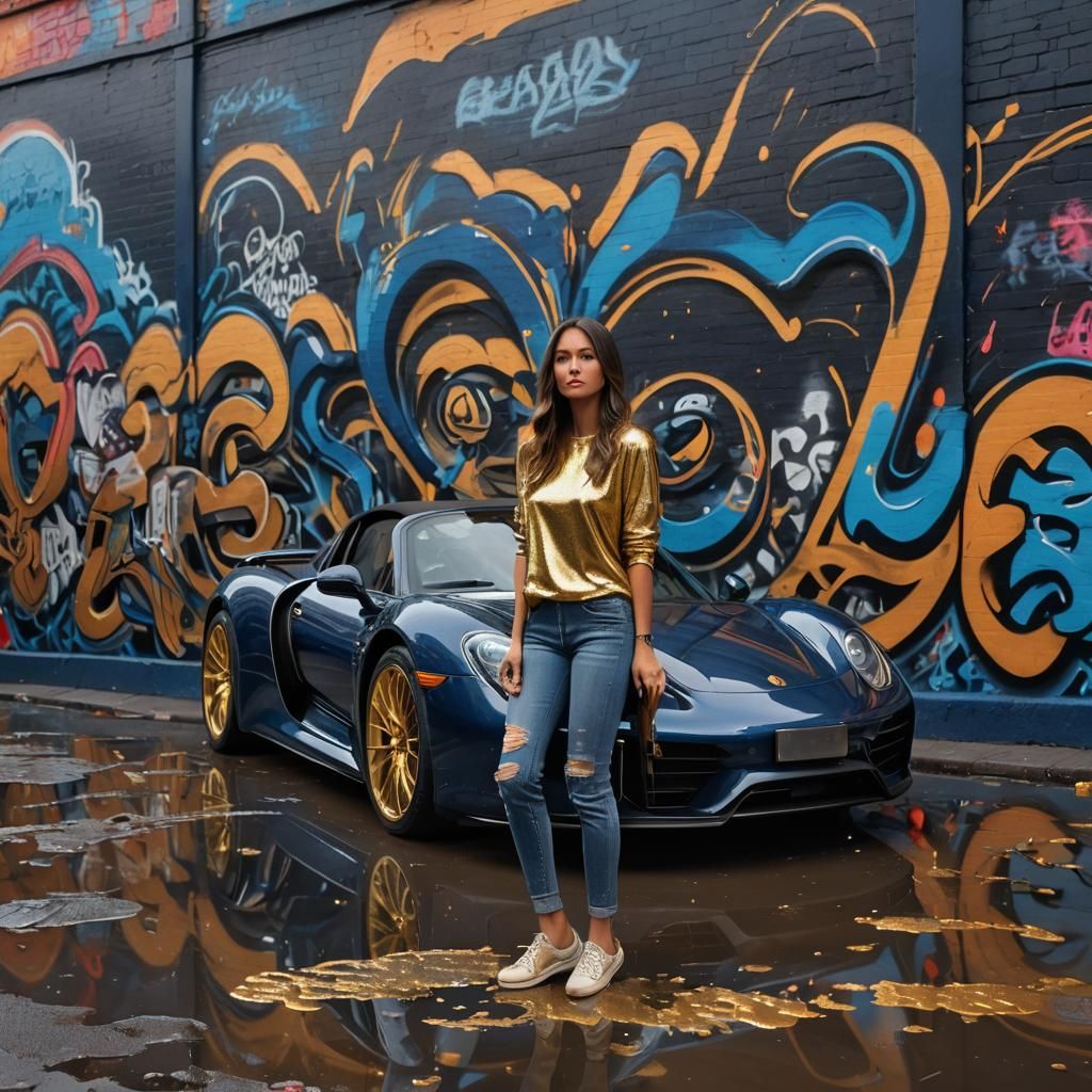 Porsche 918 Spyder in Urban Graffiti Scene