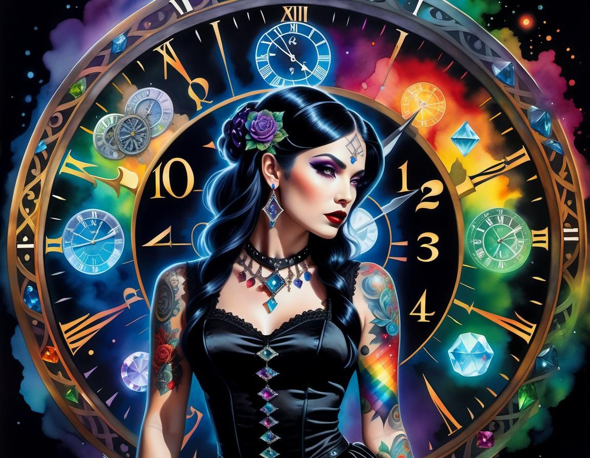 Illusion of Time: Gothic Pinup with Temporal Elements