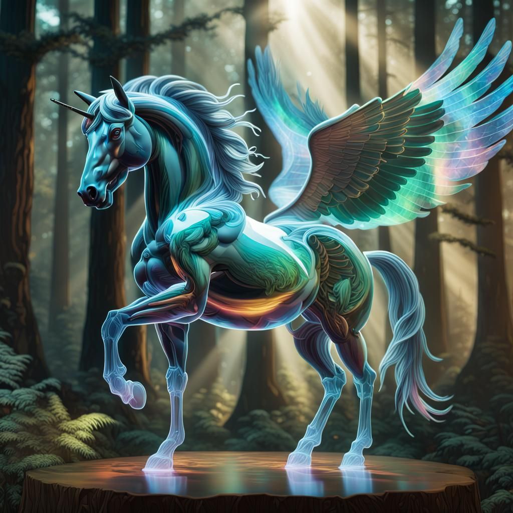 Hyperrealistic Pegasus Hologram Projection