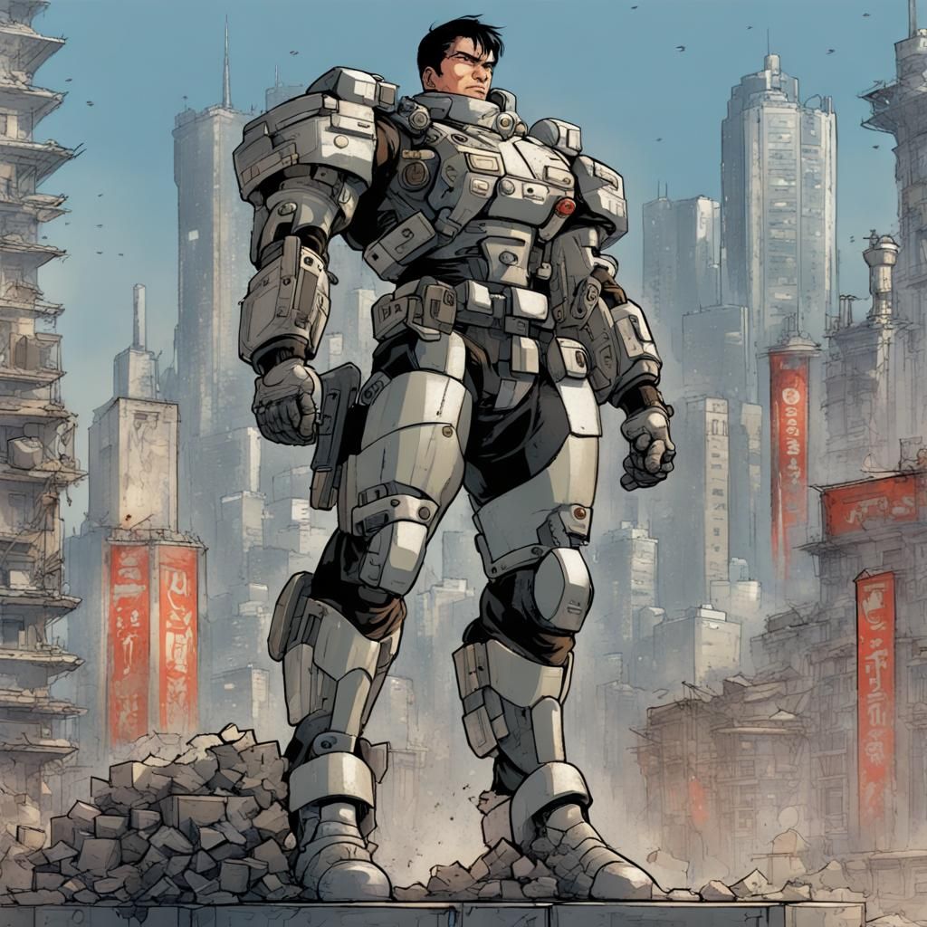 Soviet Super Soldier in Mech Armor, Cinematic Sci-Fi Art