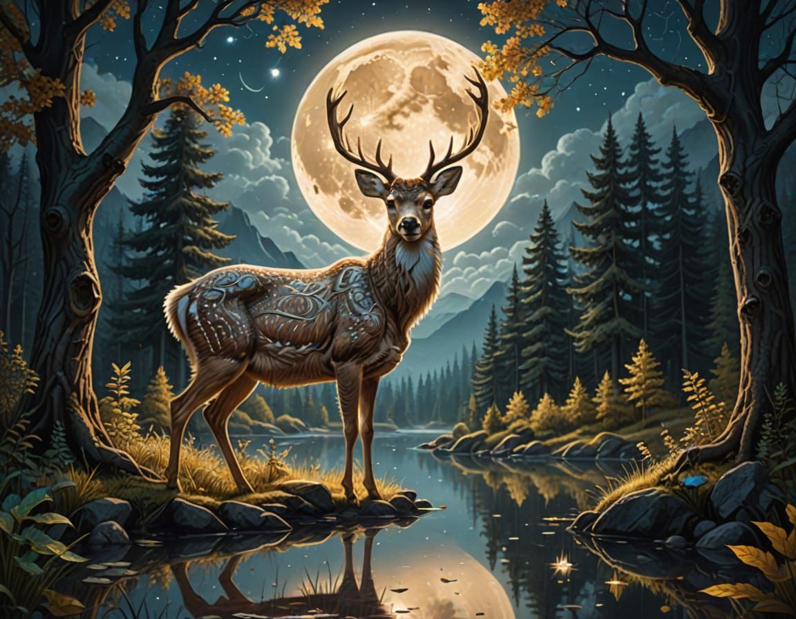 Luminous Deer in Enchanted Grove: A Photorealistic Dream