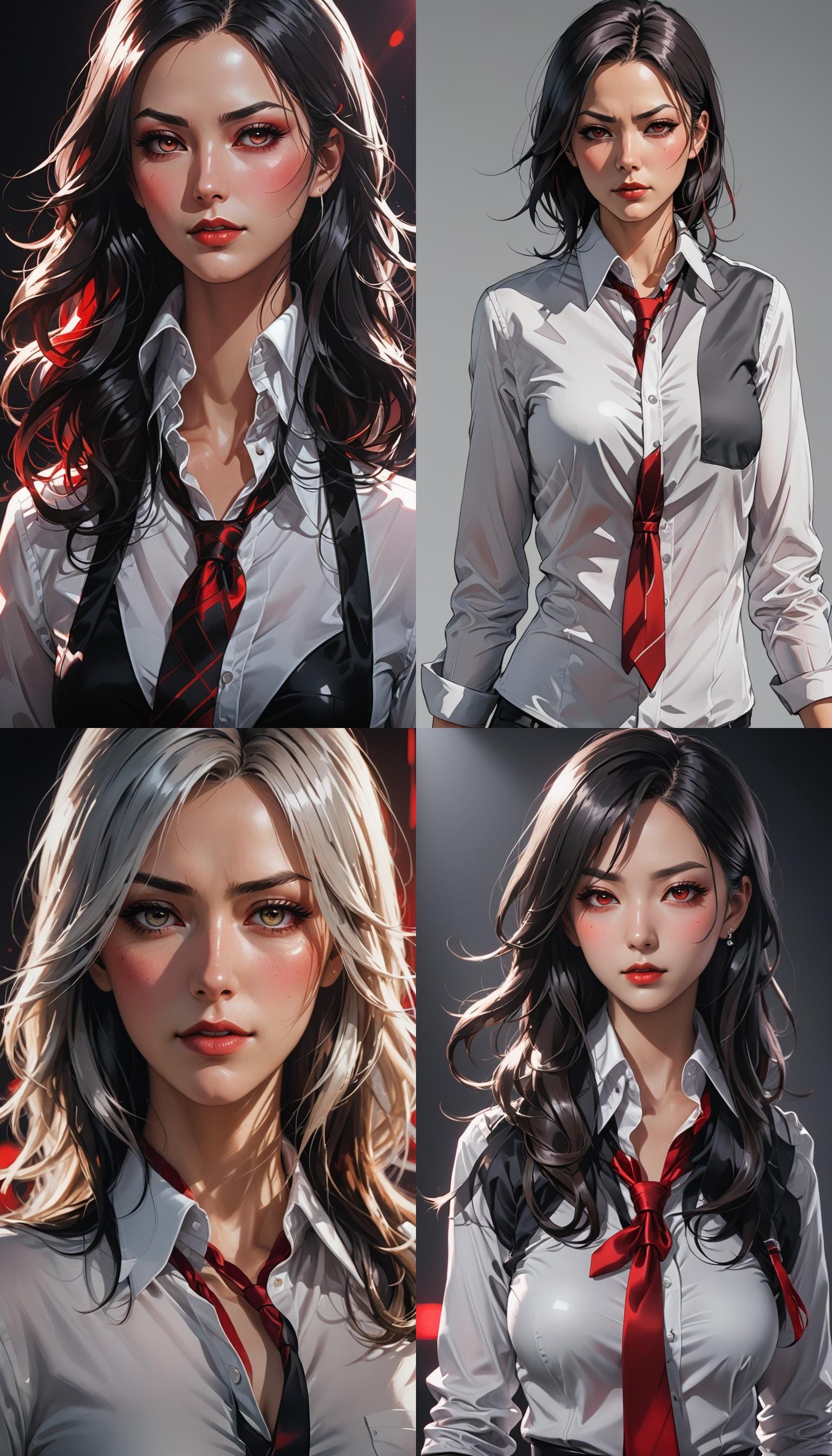 Anime Woman in Black Shirt, Cel-Shaded Style