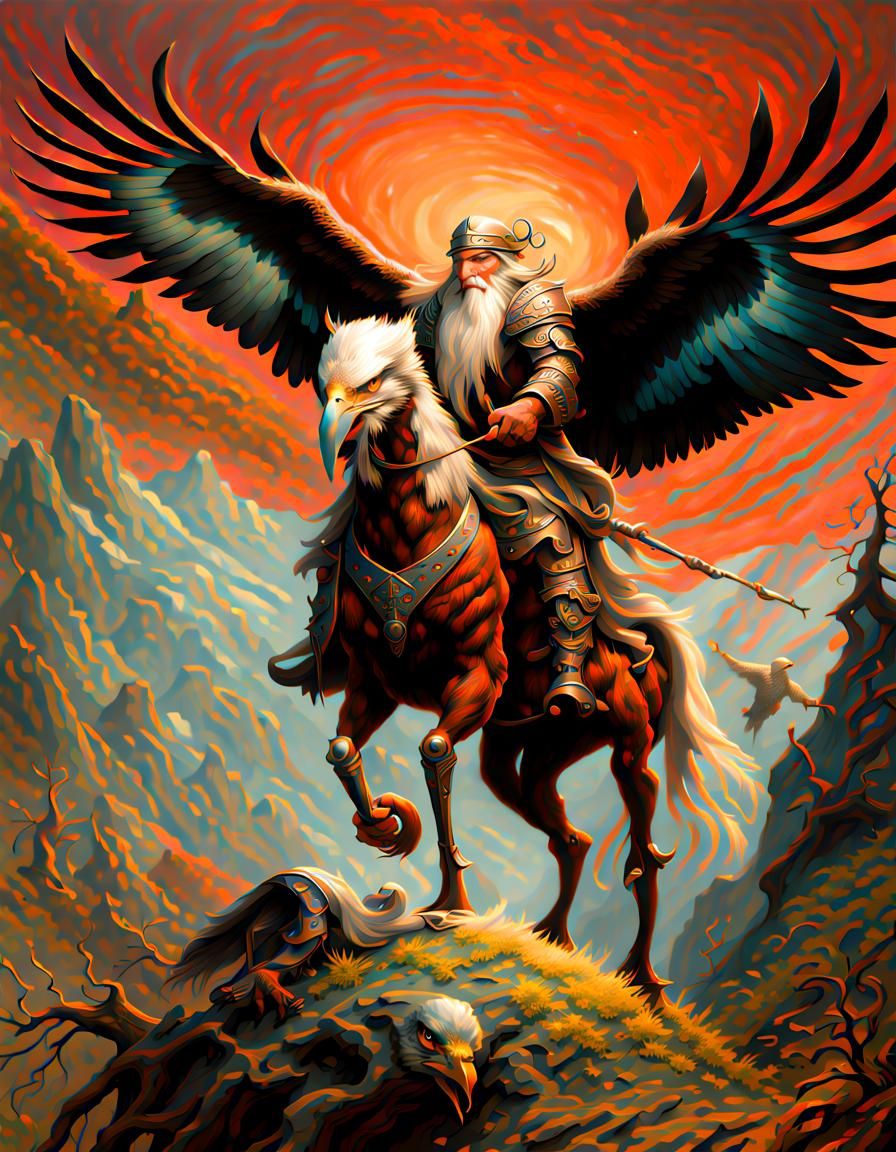 Radagast Leads Eagle Charge in Bioluminescent Oil Painting