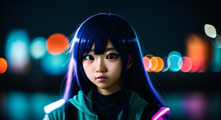 Anime Style Photo with Bokeh and Natural Lighting