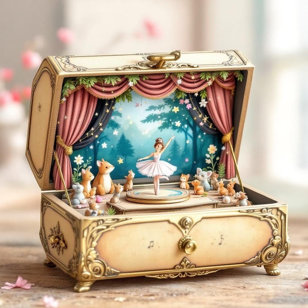 Enchanted Miniature World Inside a Vintage Music Box