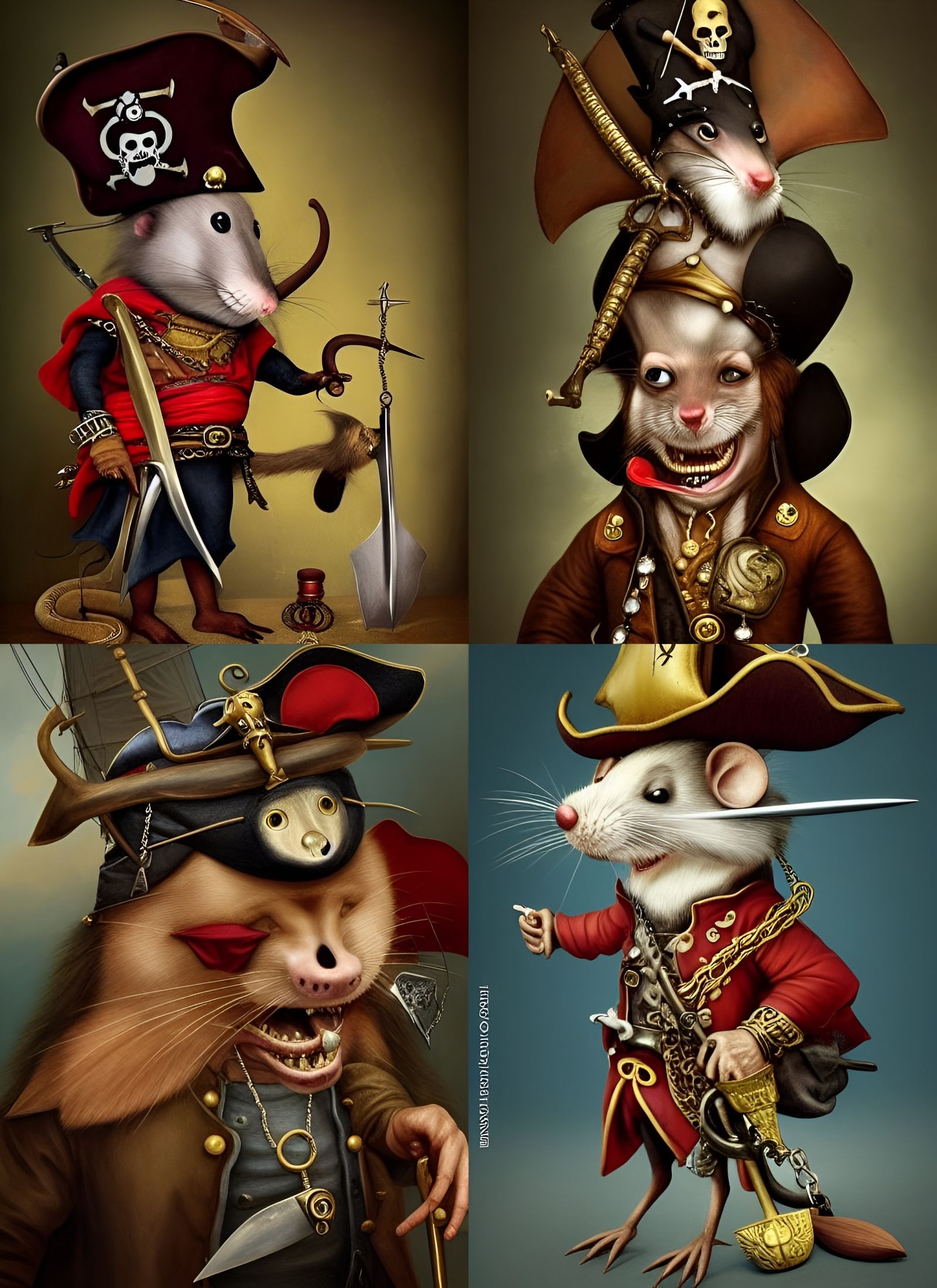 Pirate Rat Character in Photorealistic 3D Style