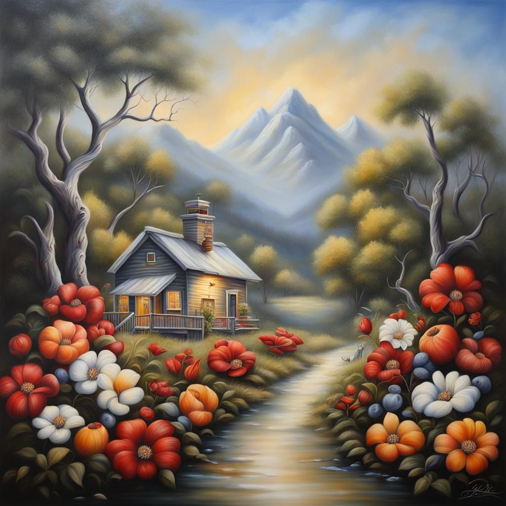 Opposites attract,romantic, clean oil painted airbrush