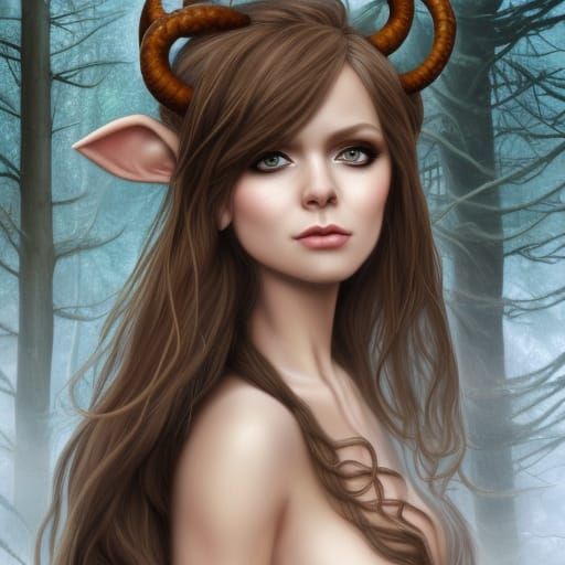Elegant Female Satyr in Forest Concept Art