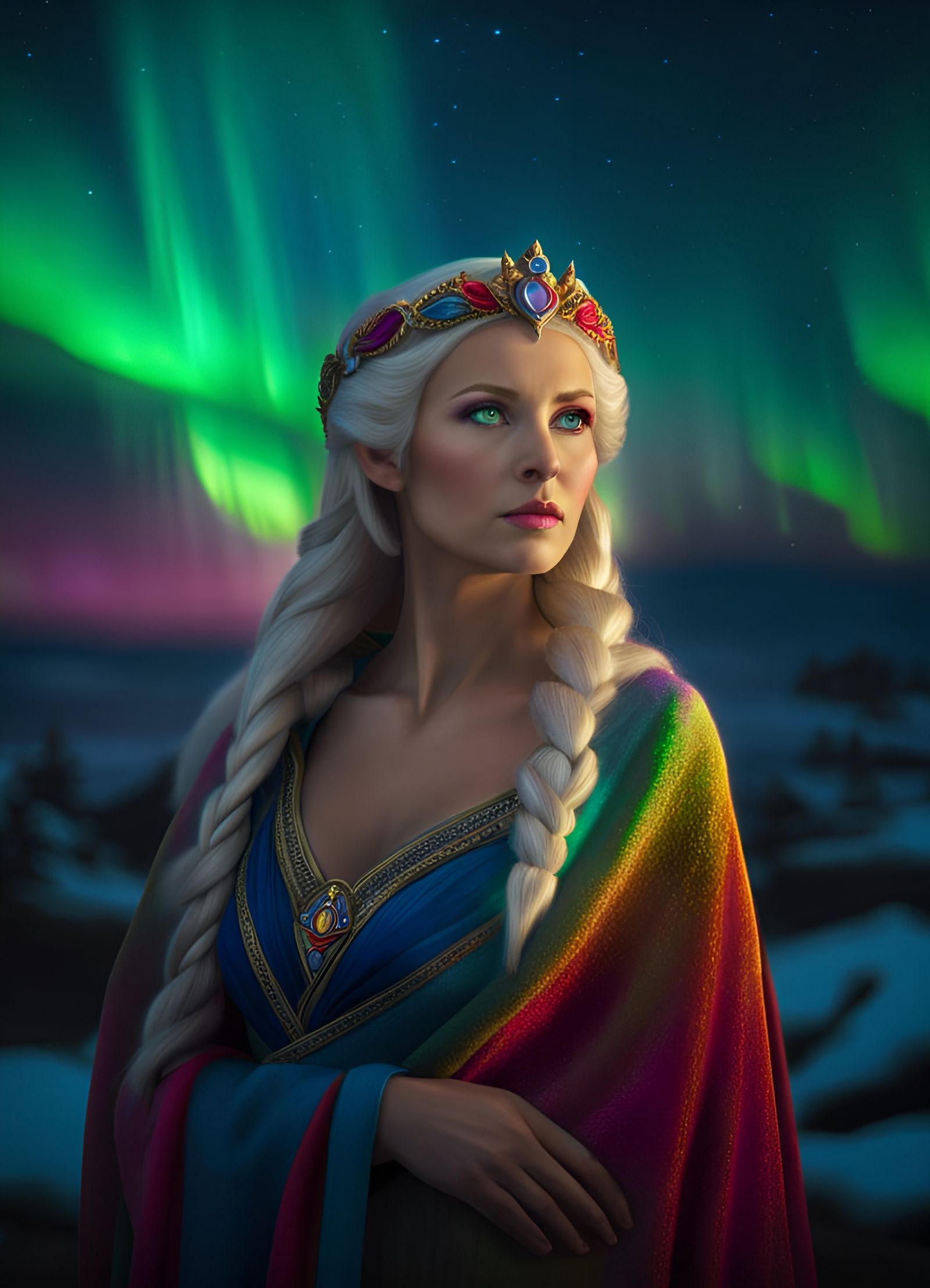 Nanna: Norse Goddess of Love in Aurora Lights
