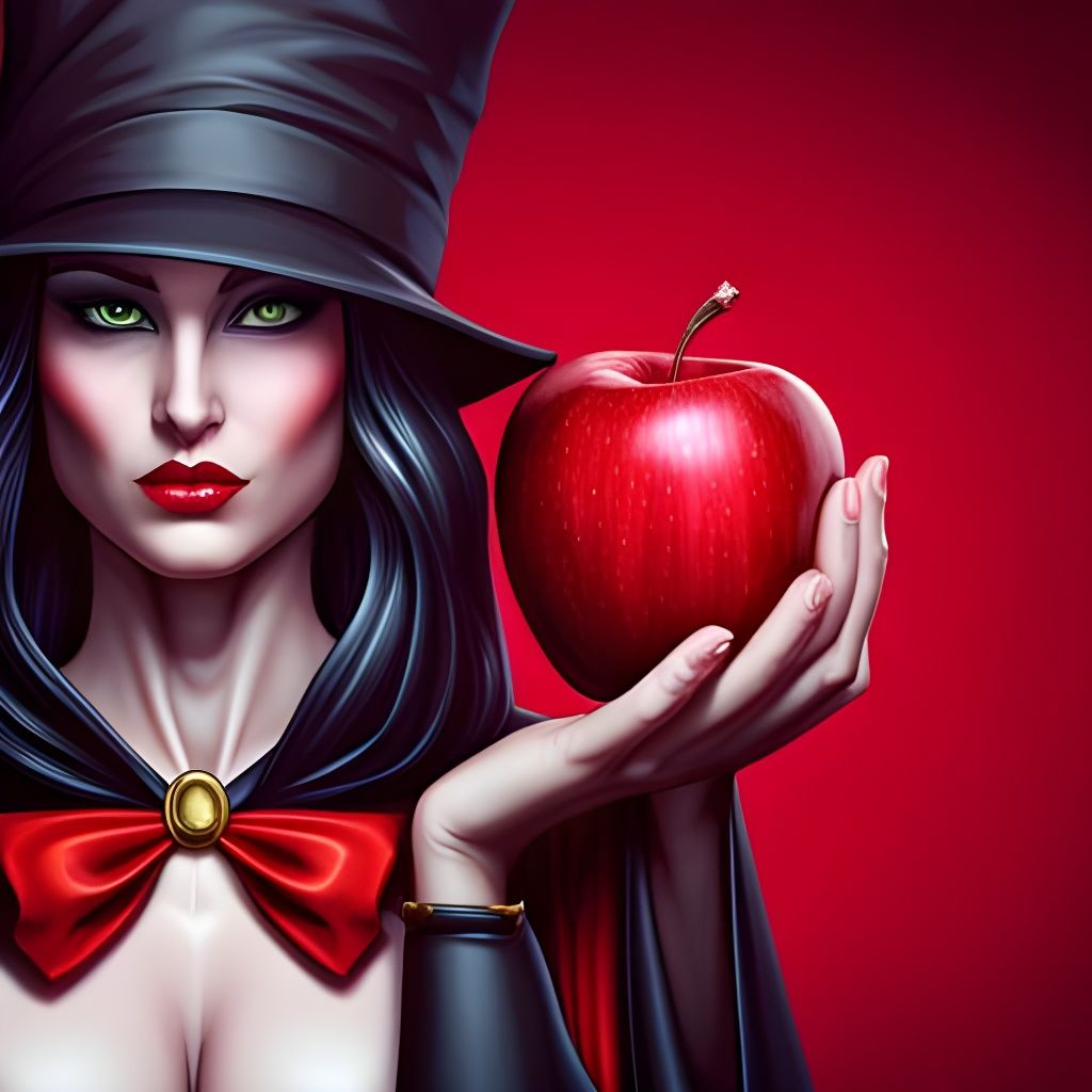 Wicked Witch and Magical Apple, Fantasy Art