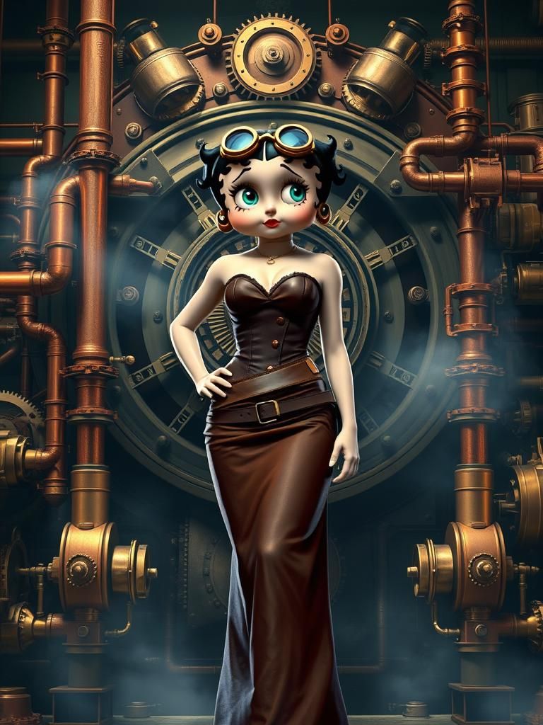 Betty Boop and the Steampunk Engine