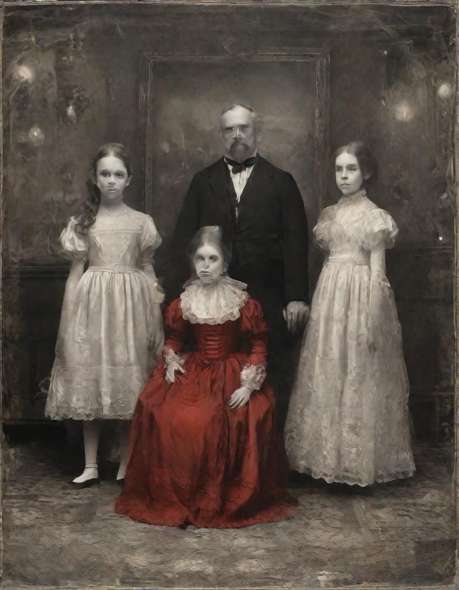 Ethereal Victorian Family Portrait in Gothic Horror Style