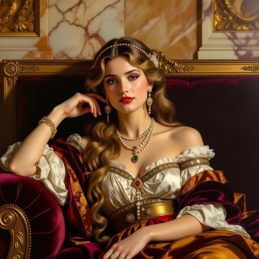 Roman Woman in Renaissance Style Oil Painting