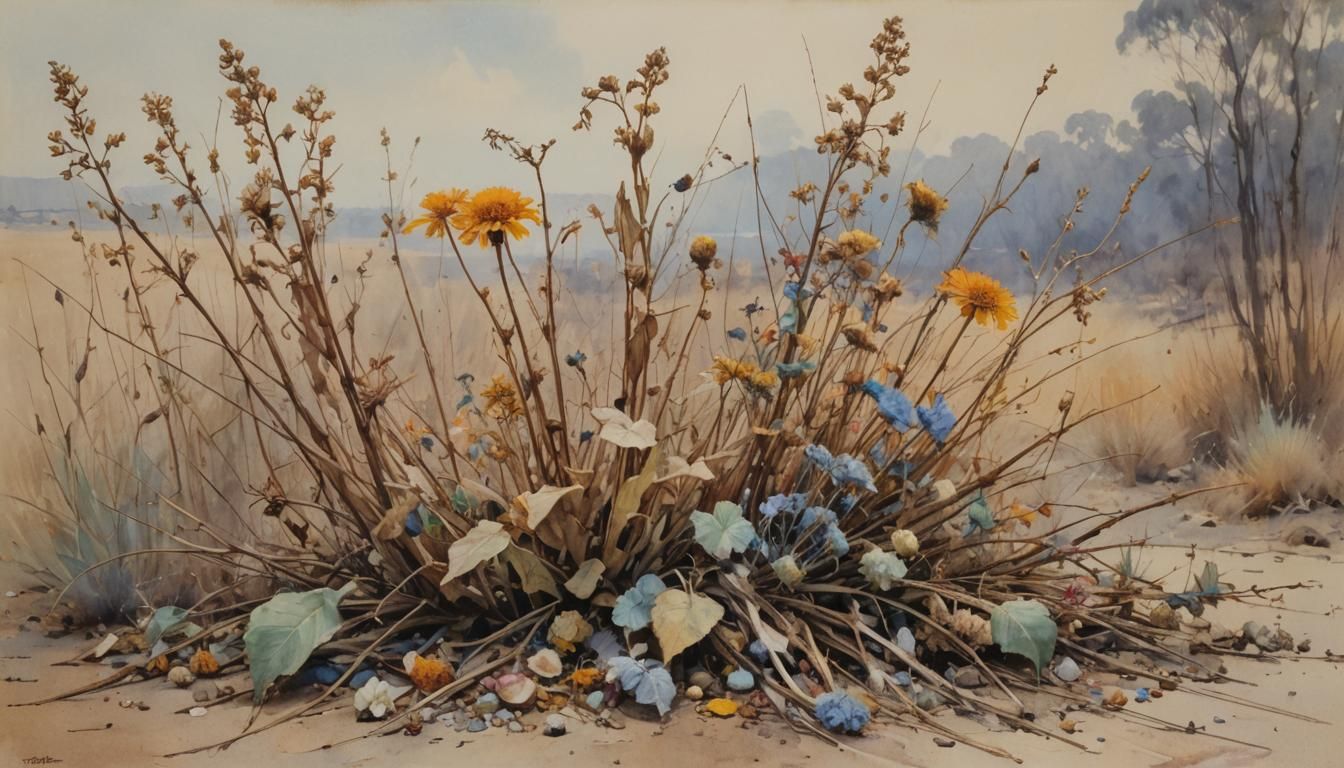 Plant Close-Up in Watercolor Pastel Style