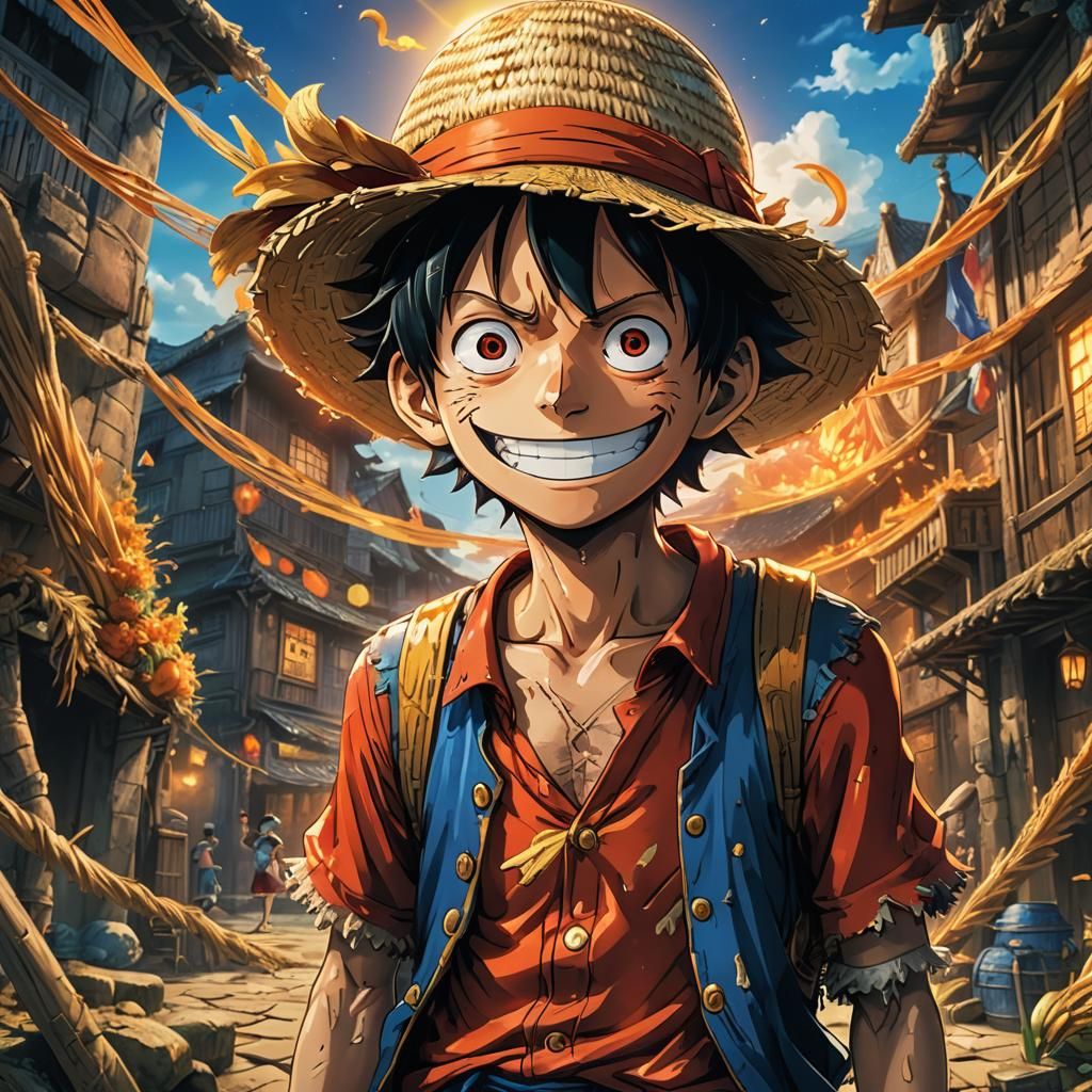 Luffy Smiling: Vibrant Fantasy Concept Art
