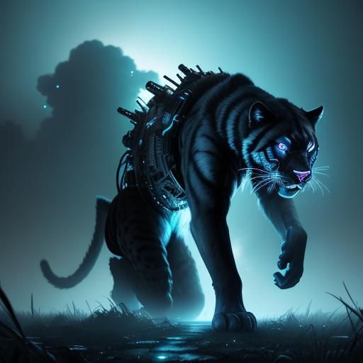Radioactive Panther in Nuclear Wasteland: 3D Anime Art