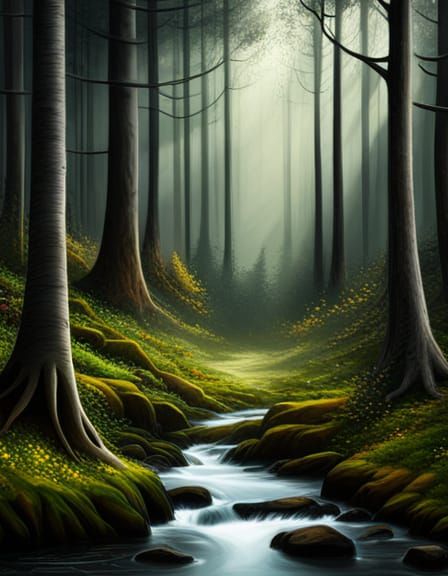 Winged Man in Gothic Forest: Hyperrealistic 8k Art