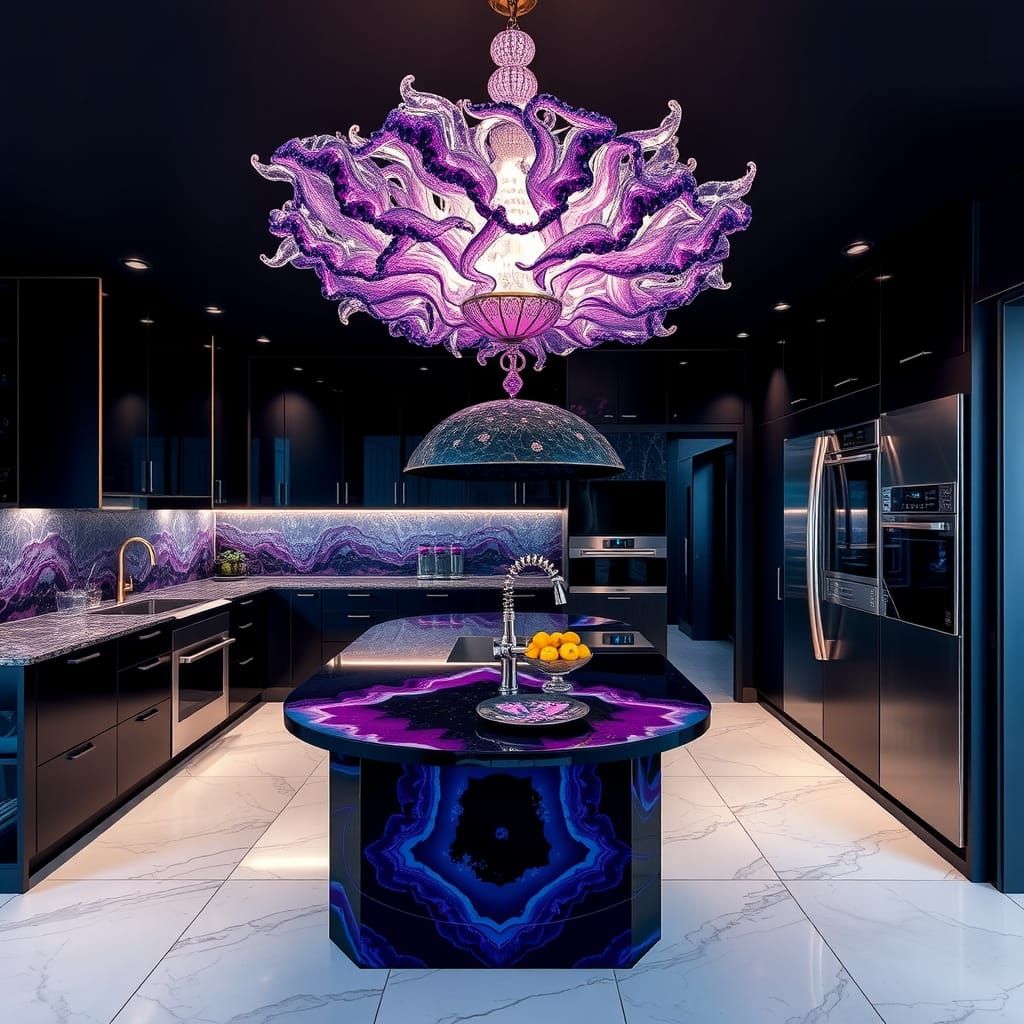 Luxury Geode Crystal Kitchen with Silver Accents