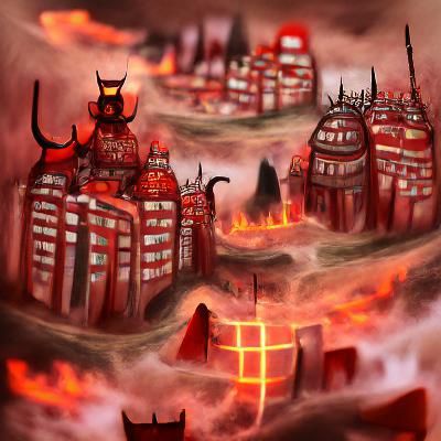 Infernal City Ablaze in Apocalyptic Landscape