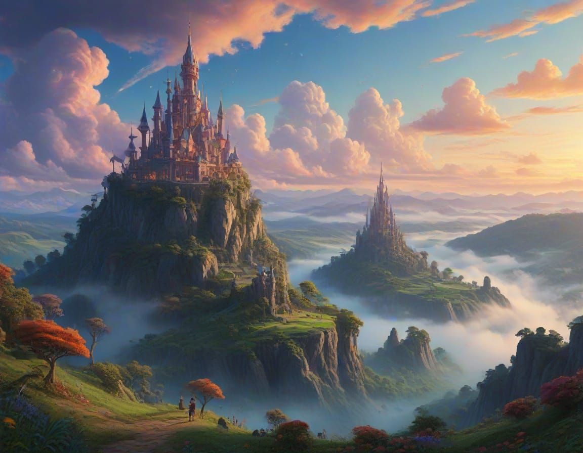 Surreal Landscape of Vibrant Wonders in Whimsical Art Style