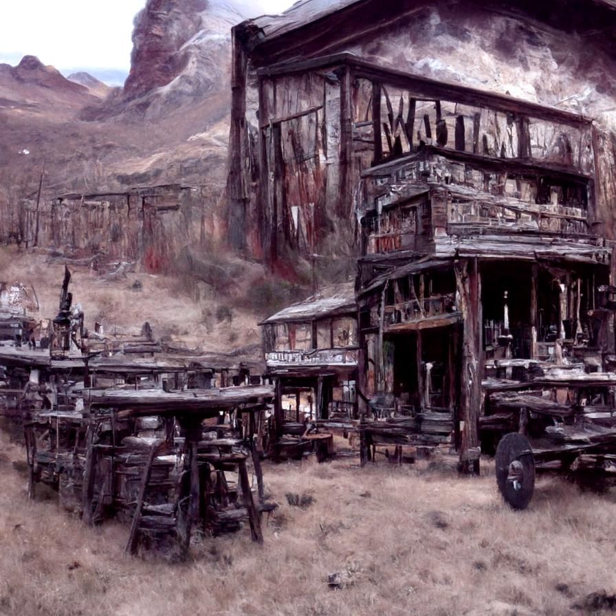 Detailed Ghost Town Saloon Matte Painting