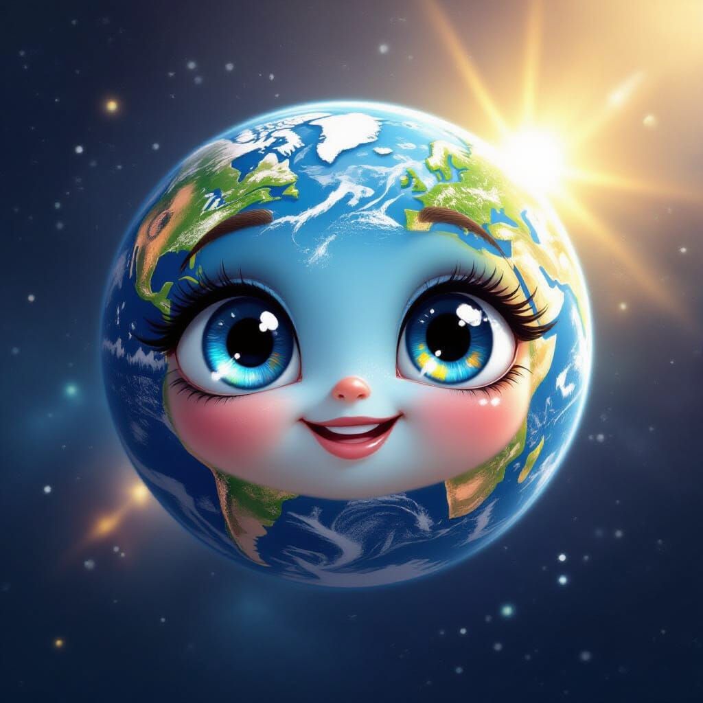 Radiant Earth Portrait in Space