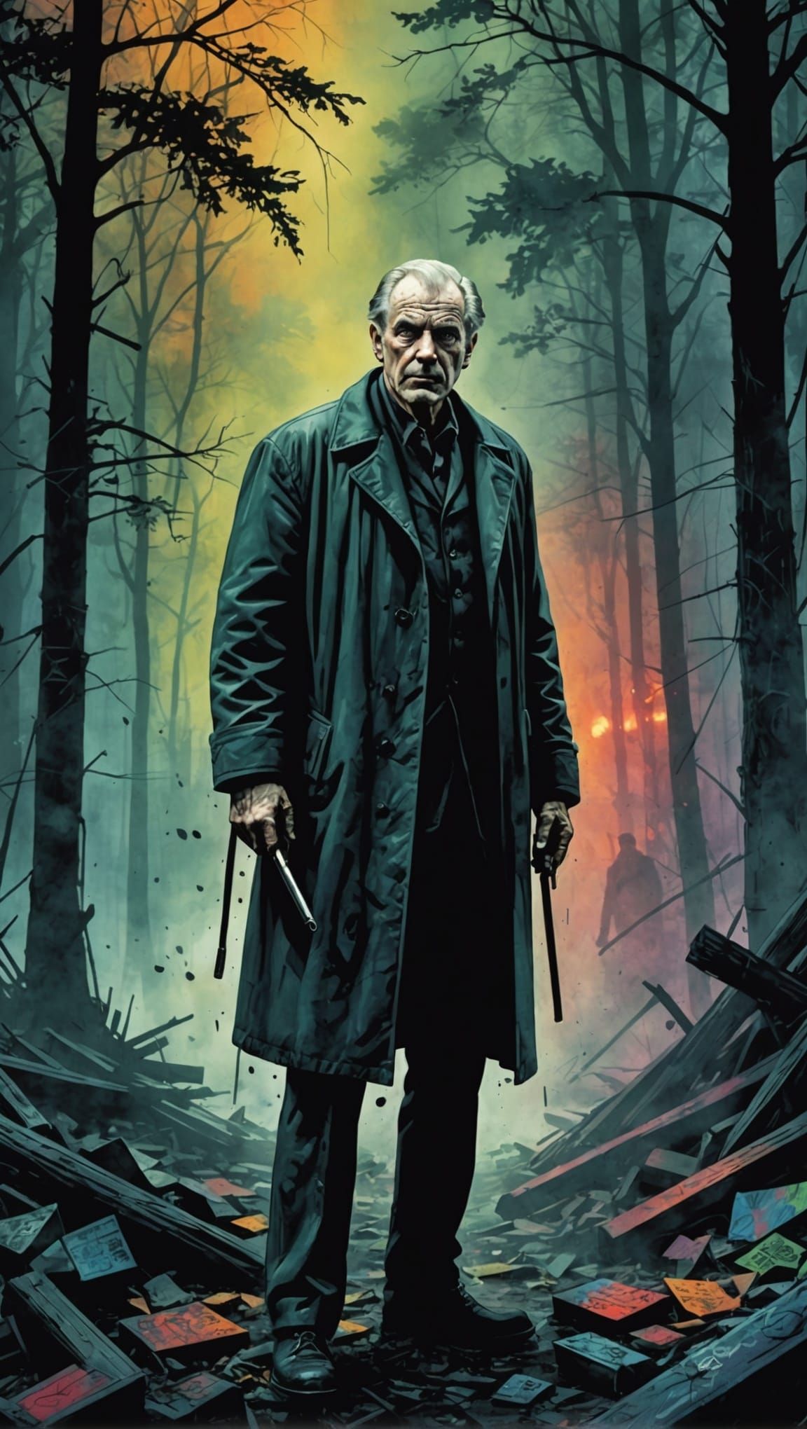 Sinister Man in Dark Forest Graphic Novel