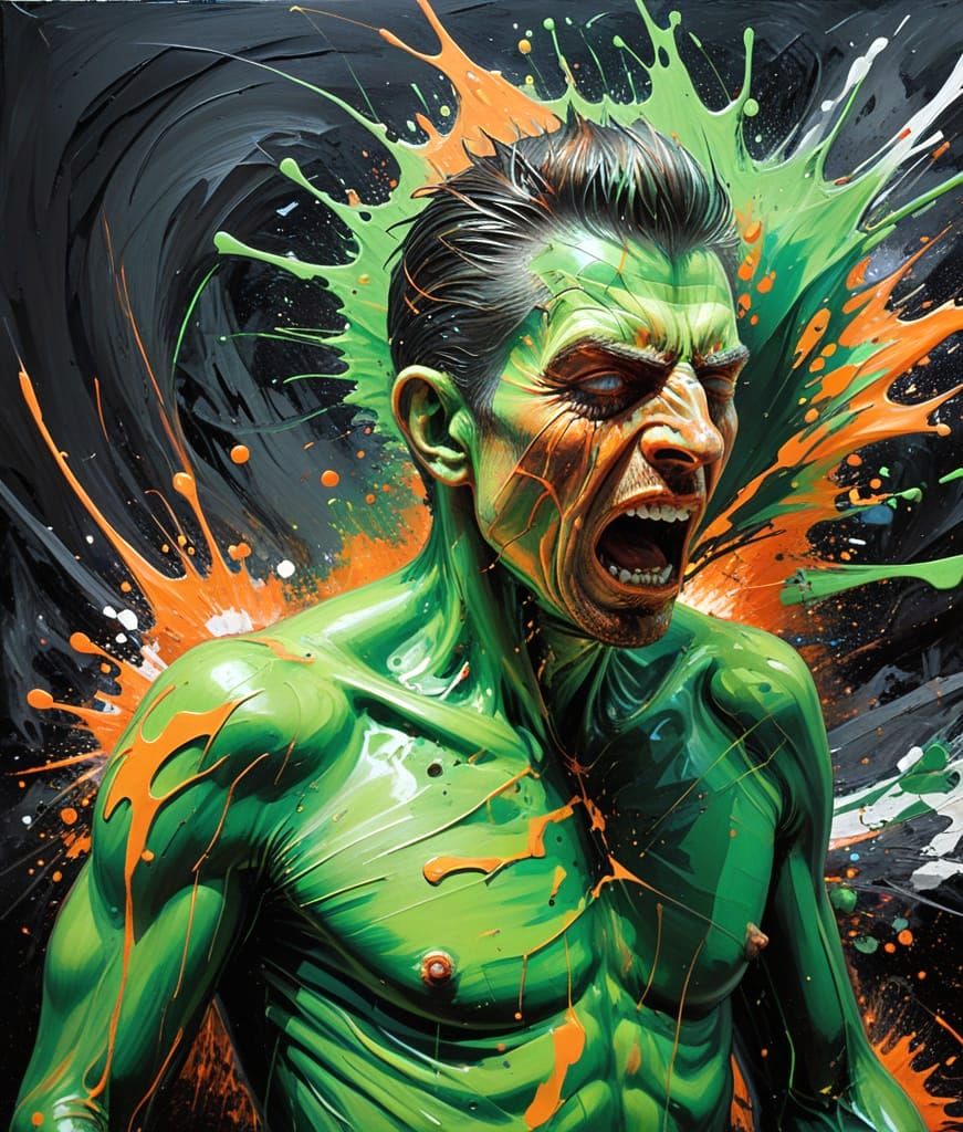 Distorted Figure Expressing Turmoil as Oil Painting