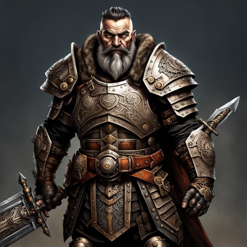 Steampunk Deathrune Dwarf Warrior with Skeleton Sword