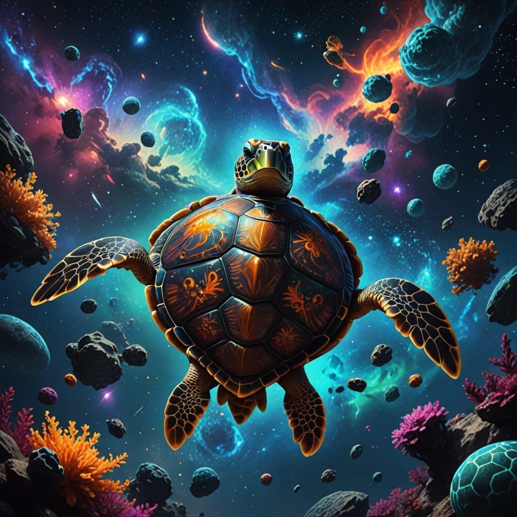 Cosmic Sea Turtle Embarks on Stellar Odyssey Through Swirlin...