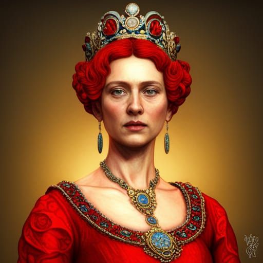 Queen in Red: A Baroque Digital Illustration