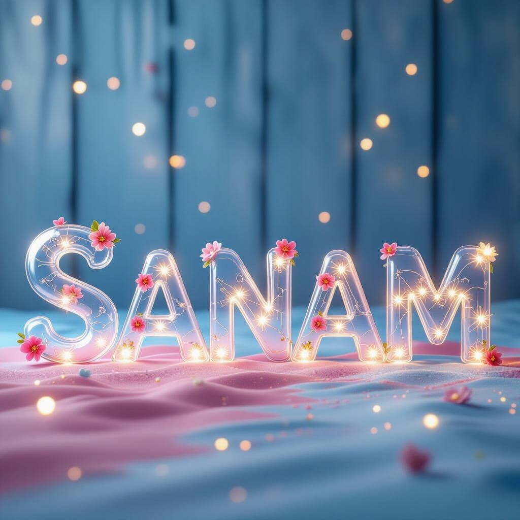 Luxurious 3D "Sanam" Name in Glass Balloon Style