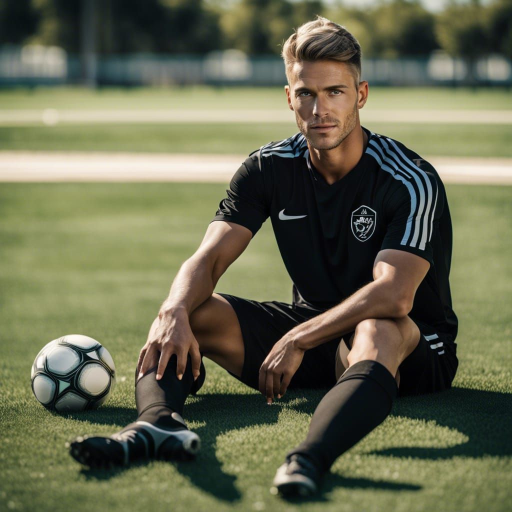 Male Soccer Player Portrait with Studio Lighting
